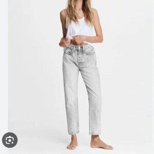 Rag & Bone Maya High-Rise Ankle Crop Jeans in Acid Wash, Size 25